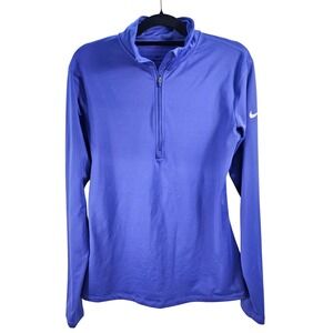 Nike Dri FIT Womens‎ Long Sleeve Half Zip Athletic Top Purple Blue XL